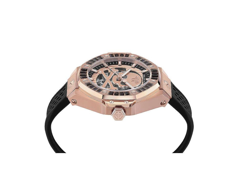 Philipp Plein Skeleton Royal Automatic Watch, Rose Gold, Black, 46mm, PWPFA0324