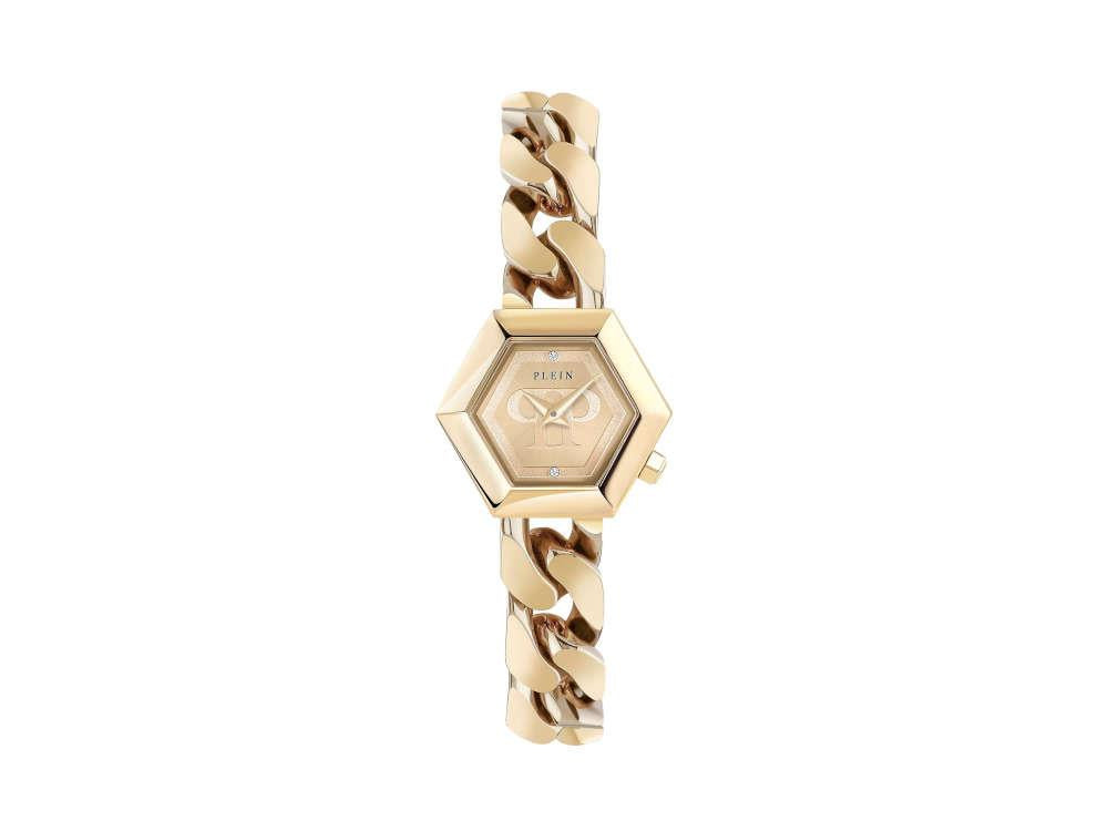 Philipp Plein The Hexagon Groumette Lady Quartz Watch, Golden, 28 mm, PWWBA0323