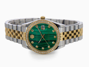 Philipp Plein Date Superlative Quartz Watch, PVD Gold, Green, 34 mm, PWYAA0523