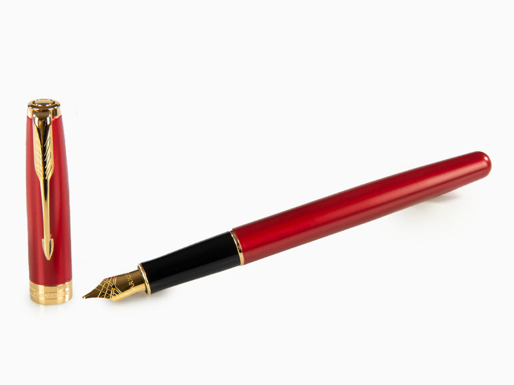 Parker Sonnet Fountain Pen, Lacquer, Gold Trim, Red, 1931474