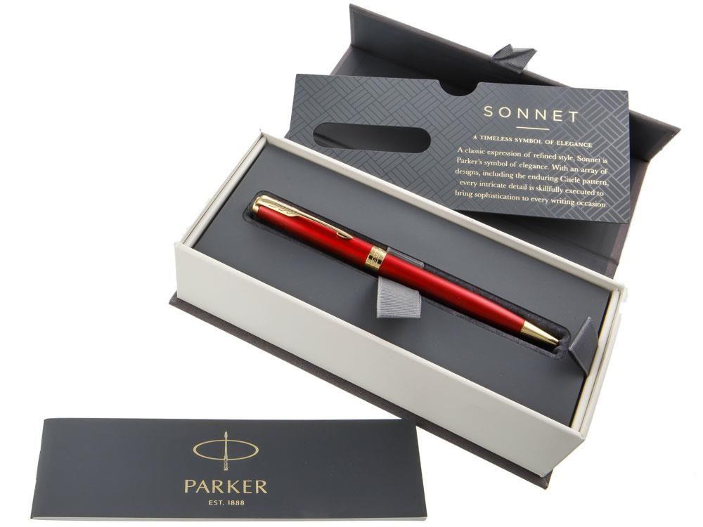 Parker Sonnet Ballpoint Pen, Lacquer, Gold Trim, Red, 1931476