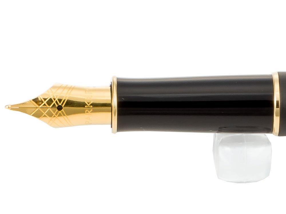 Parker Sonnet Fountain Pen, Lacquer, Gold Trim, Black, 1931517