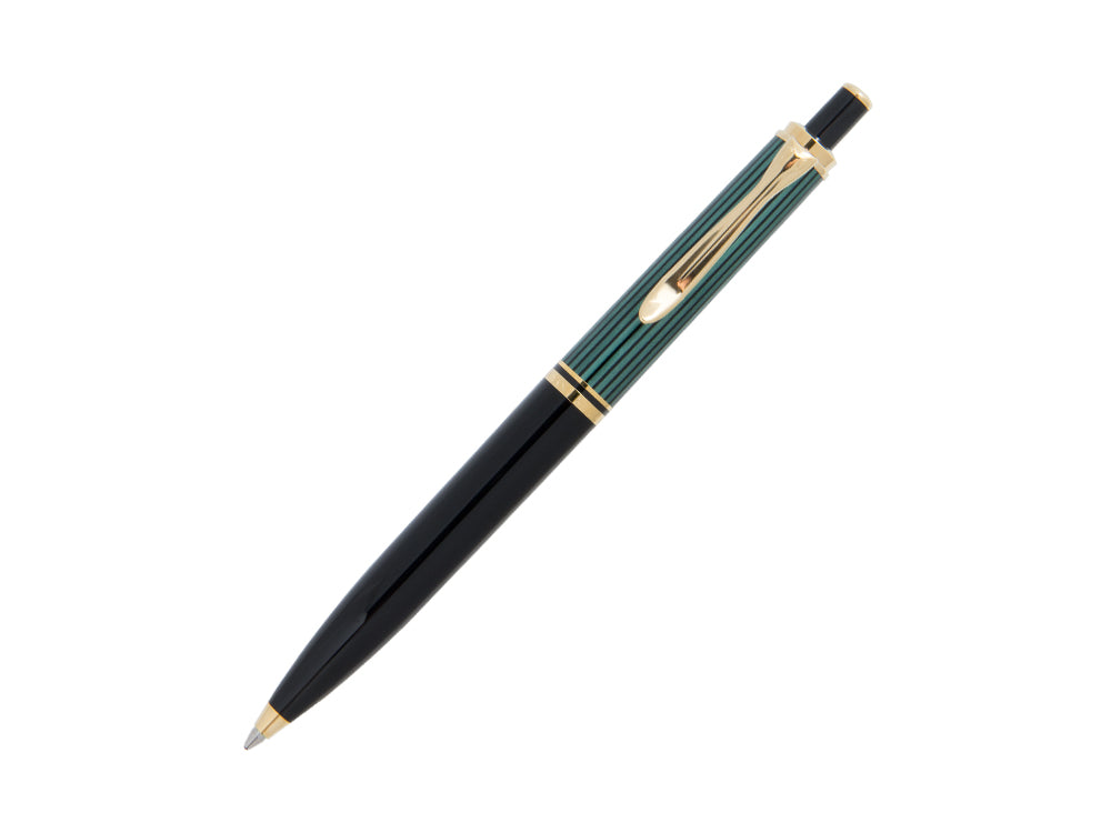 Pelikan K400 Ballpoint pen, Black and green, Gold trim, 996835