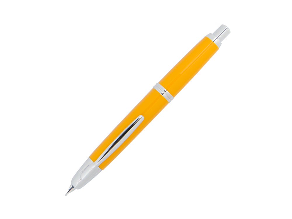 Pilot Retractable Fountain Pen Yellow Capless, Lacquer, Chrome