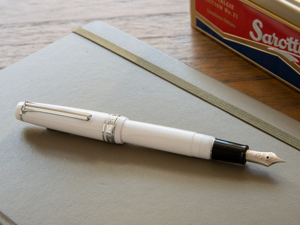 Sailor Professional Gear Slim Silver Fountain Pen, White, Rhodium