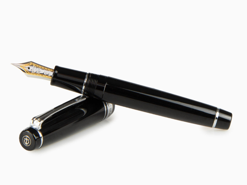 Sailor Professional Gear Silver Fountain Pen, Black, Chrome, 11-2037-420