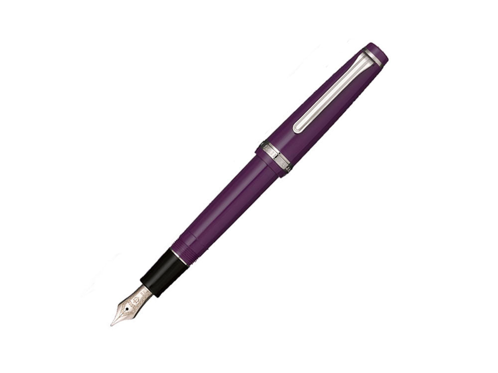 Sailor Professional Gear Slim Silver Fountain Pen, Metallic Violet