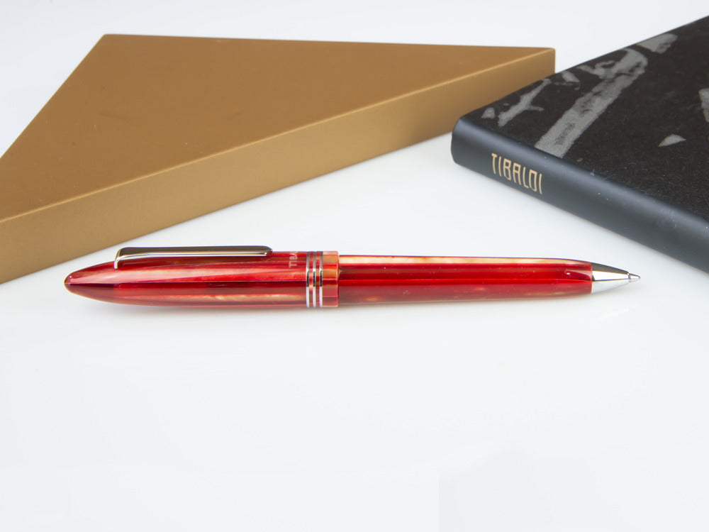 Tibaldi Bononia Seashell Mist Ballpoint pen, Red, Palladium trim, BNN-72-BP