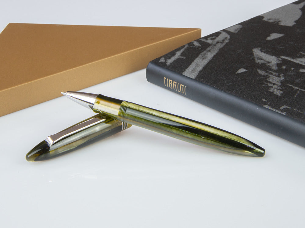 Tibaldi Bononia Martini Olive Rollerball pen, Resin, Green, Palladium, BNN-73-RB