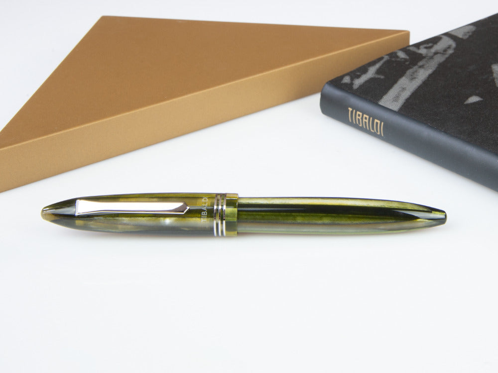 Tibaldi Bononia Martini Olive Rollerball pen, Resin, Green, Palladium, BNN-73-RB