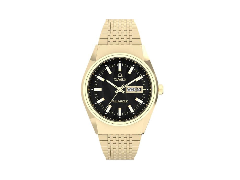 Timex Q Timex Falcon Eye Quartz Watch, PVD Gold, Black, 38 mm, TW2W62500