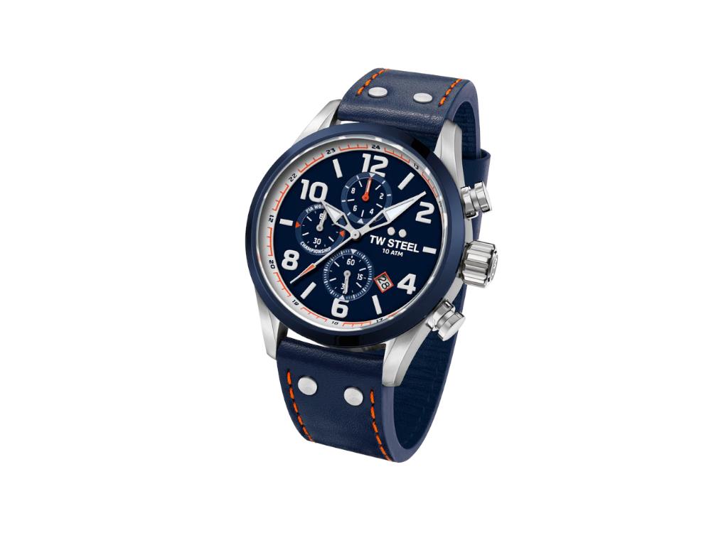 TW Steel WRC Quartz Watch, Blue, 48 mm, Leather strap, 10 atm, VS90