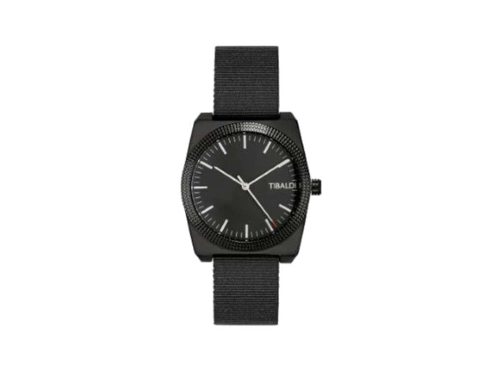 Tibaldi Men's Quartz Watch, Black, 39mm x 46mm, Fabric strap, TMM-SS-GG