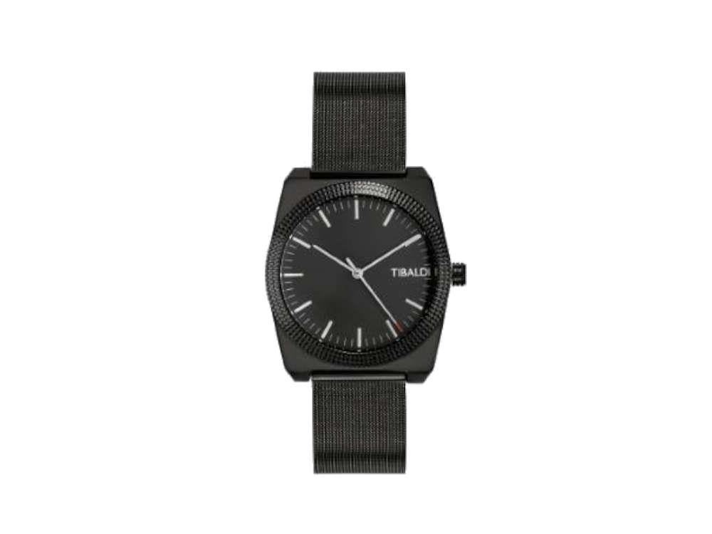 Tibaldi Men's Quartz Watch, Black, 39mm x 46mm, Mesh strap, TMM-SS-MM