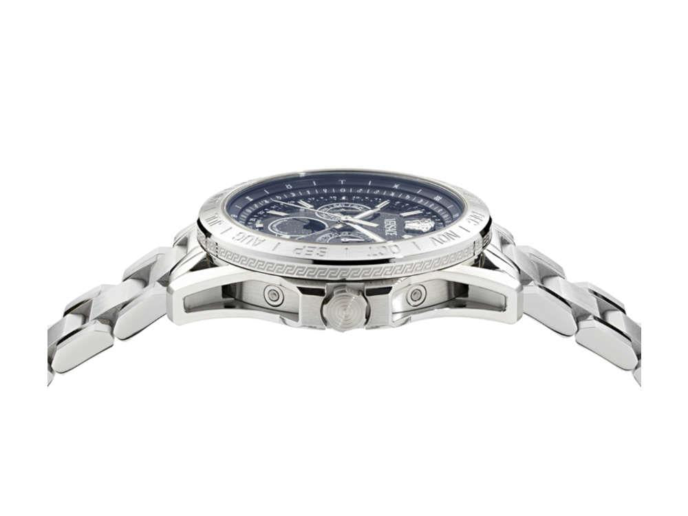 Versace V-Galaxy Moonphase Quartz Watch, Blue, 43 mm, VE0K00125