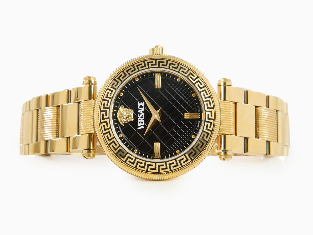 Versace Reve Quartz Watch, PVD Gold, Black, 35 mm, Sapphire Crystal, VE8B00624