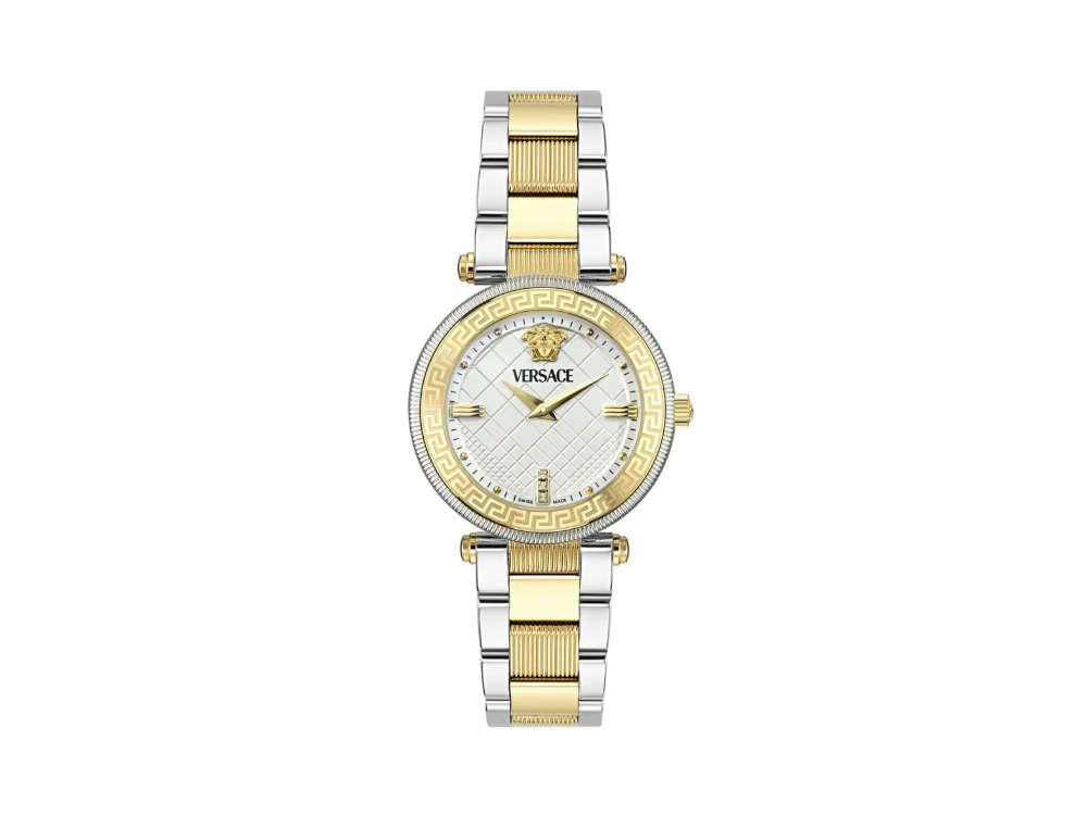 Versace Reve Quartz Watch, PVD Gold, White, 35 mm, Sapphire Crystal, VE8B00724