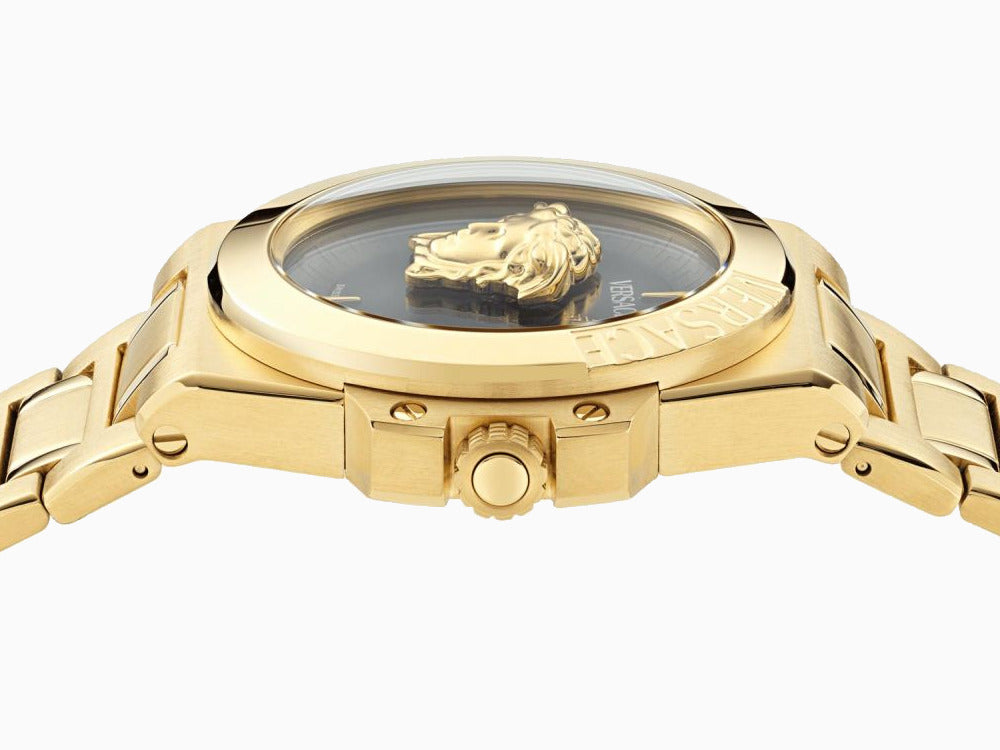 Versace HerA Quartz Watch, PVD Gold, Black, 37 mm, Sapphire Crystal, VE8D00624