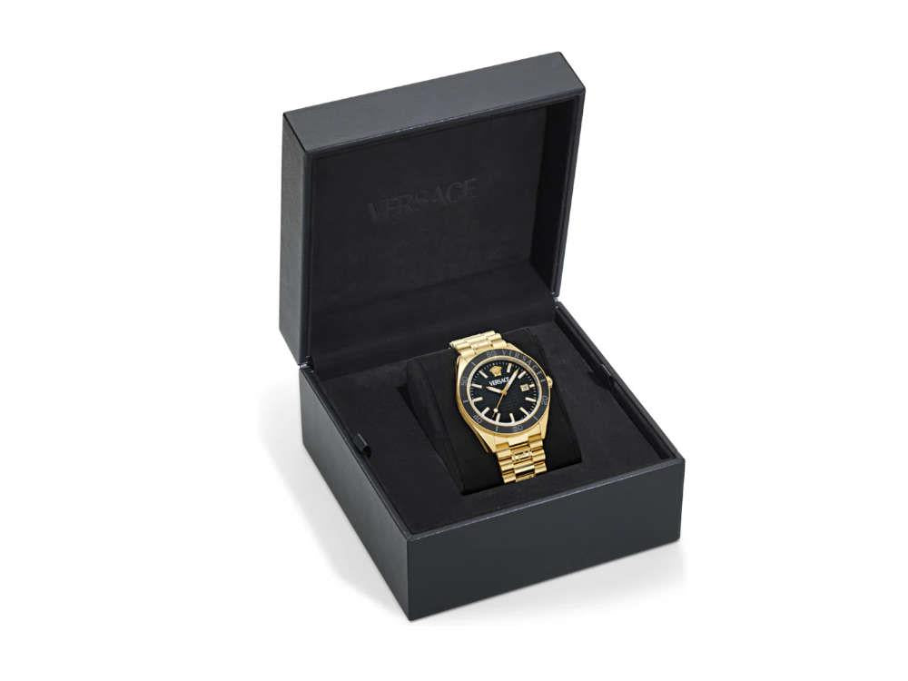 Versace V Dome Quartz Watch, PVD Gold, Black, 42 mm, Sapphire Crystal, VE8E00624