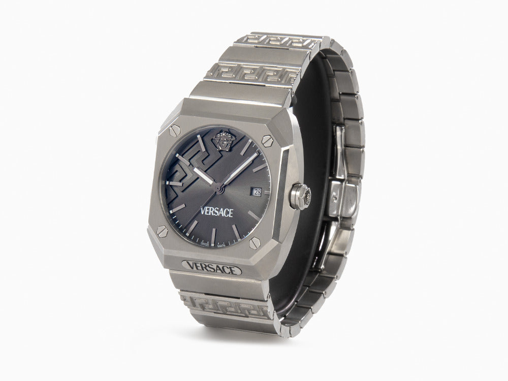 Versace Antares Quartz Watch, Titanium, Grey, 44 x 41.5 mm, VE8F00524