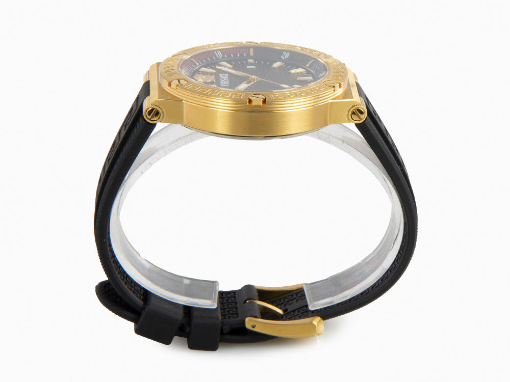 Versace Greca Logo Diver Quartz Watch, PVD Gold, Black, 43 mm, VE8G00324