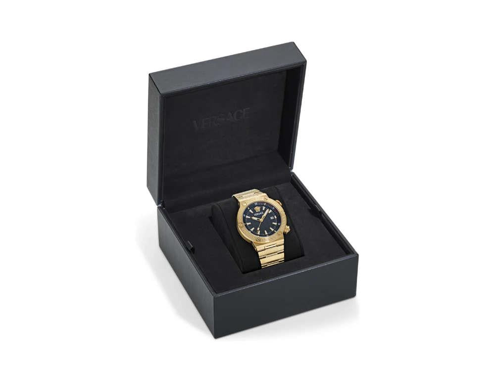 Versace Greca Logo Diver Quartz Watch, PVD Gold, Black, 43 mm, VE8G00624