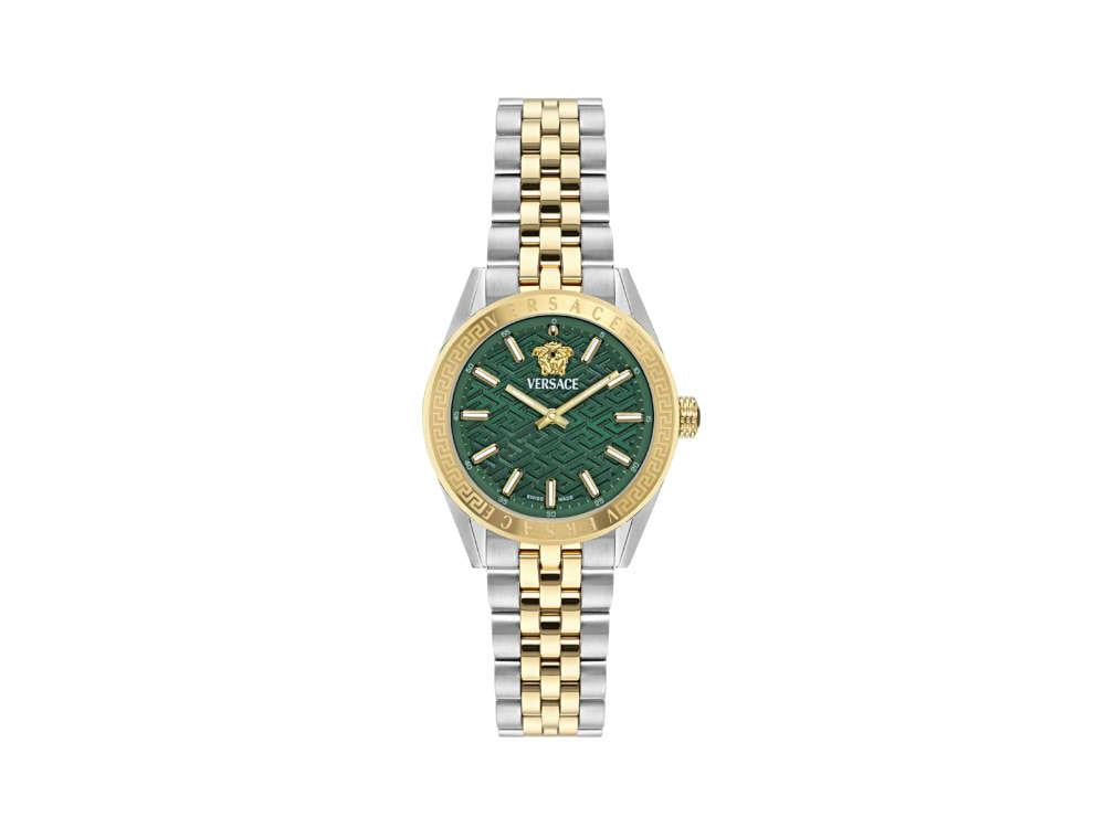 Versace V-Code Lady Quartz Watch, PVD Gold, Green, 36 mm, VE8I00424