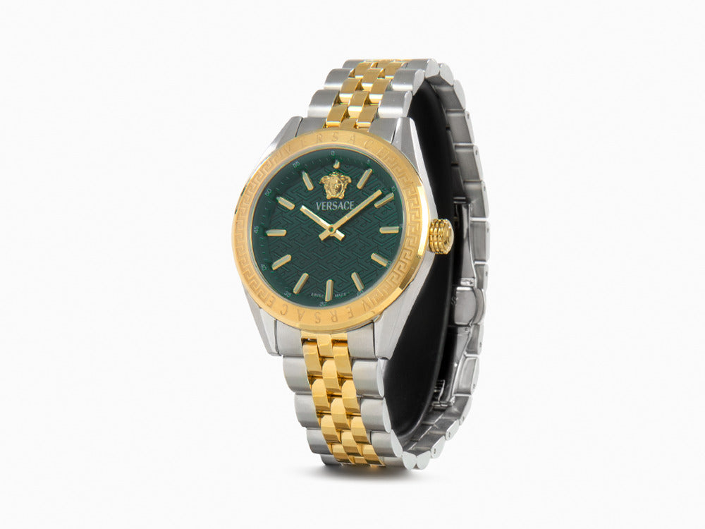 Versace V-Code Lady Quartz Watch, PVD Gold, Green, 36 mm, VE8I00424