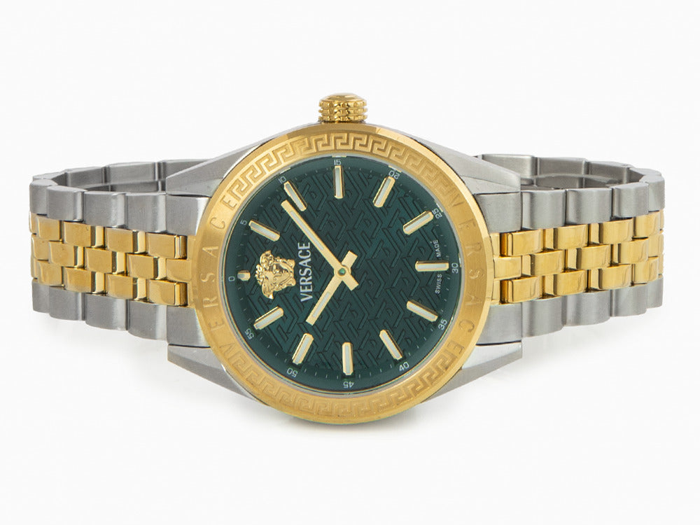 Versace V-Code Lady Quartz Watch, PVD Gold, Green, 36 mm, VE8I00424