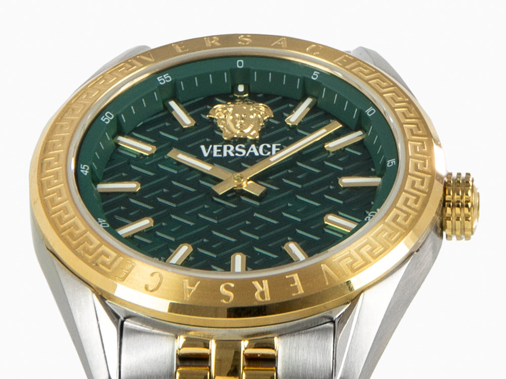 Versace V-Code Lady Quartz Watch, PVD Gold, Green, 36 mm, VE8I00424