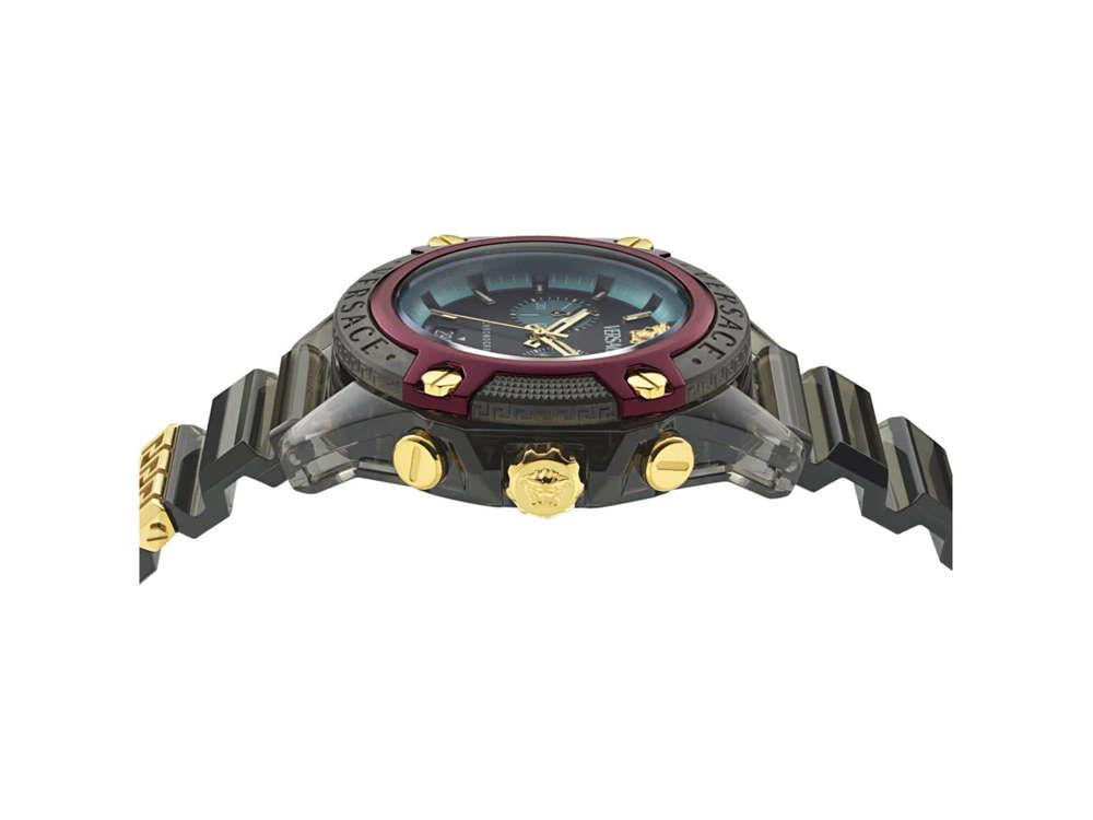 Versace Icon Active Quartz Watch, Polycarbonate, Black, 44 mm, VE8P00224