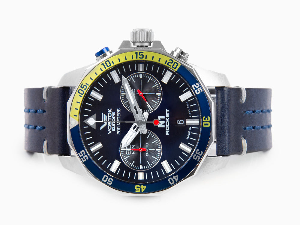 Vostok Europe Rocket N-1 Quartz Watch, Blue, 46 mm, Chronograph, 6S21-225A708