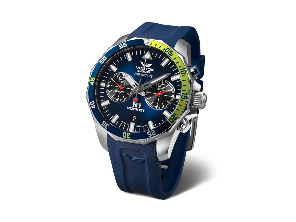 Vostok Europe Rocket N-1 Quartz Watch, Blue, 46 mm, Chronograph, 6S21-225A708-R