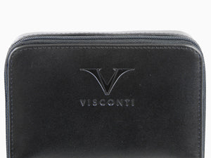 Visconti Accesorios Pen Case, Leather, 6 Writing Instruments, Black, KL40-06