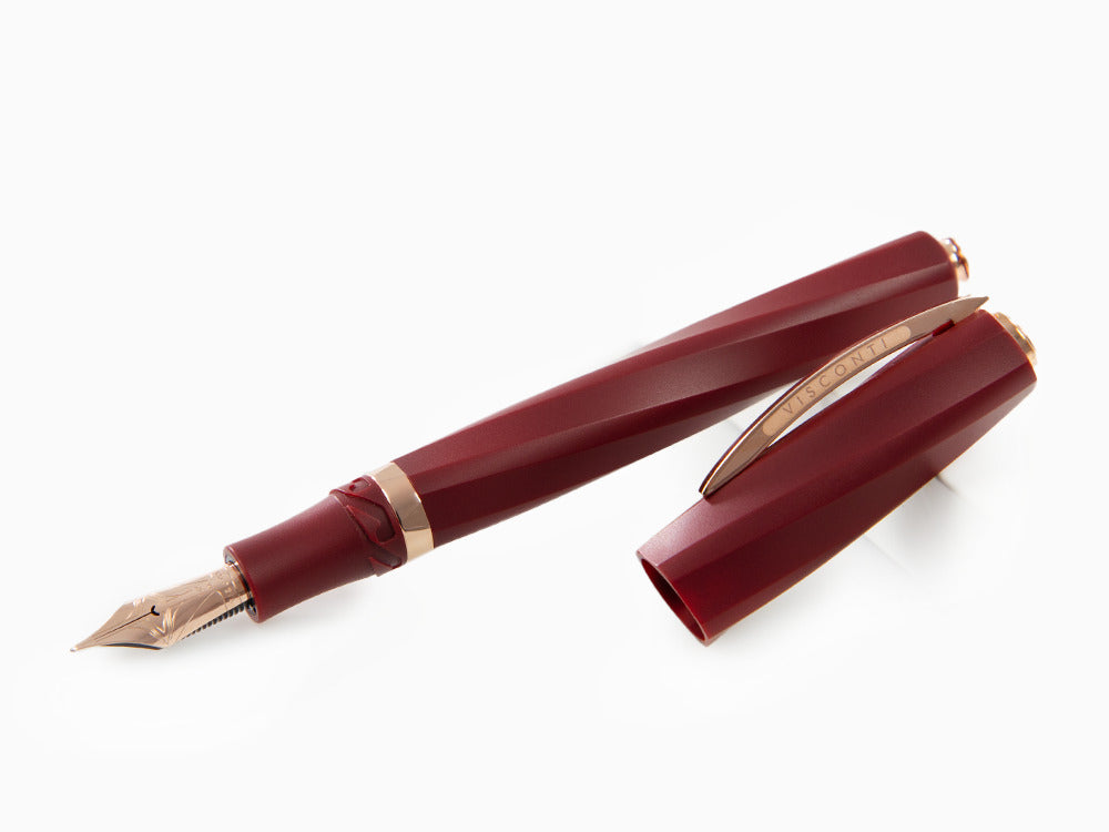 Visconti Divina Bordeaux Matte Fountain Pen, Rose Gold PVD, KP18-14-FP