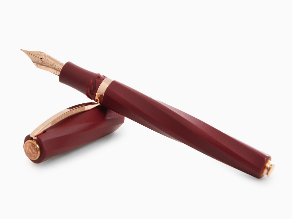 Visconti Divina Bordeaux Matte Fountain Pen, Rose Gold PVD, KP18-14-FP