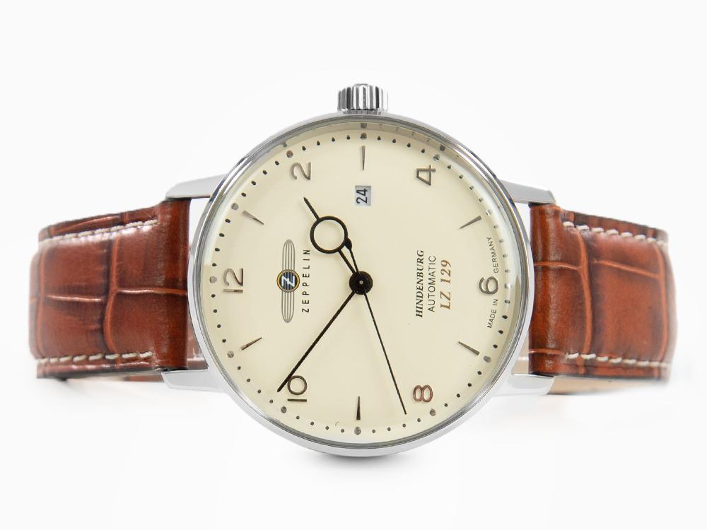 Zeppelin LZ 129 Hindenburg Automatic Watch, Beige, 40 mm, Day, Leather, 8062-5