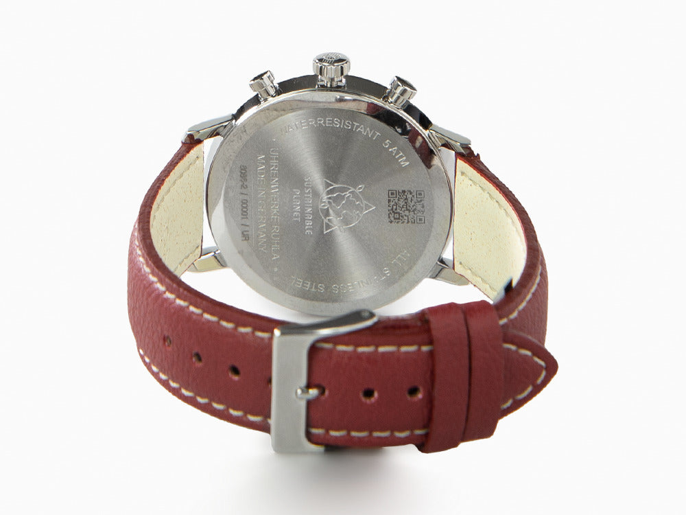 Zeppelin LZ 129 Hindenburg Quartz Watch, Red, 41 mm, Day, Leather, 8086-2n