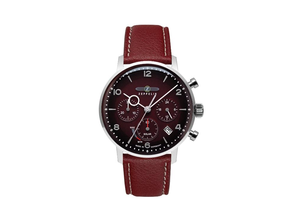 Zeppelin LZ 129 Hindenburg Quartz Watch, Red, 41 mm, Day, Leather, 8086-2n