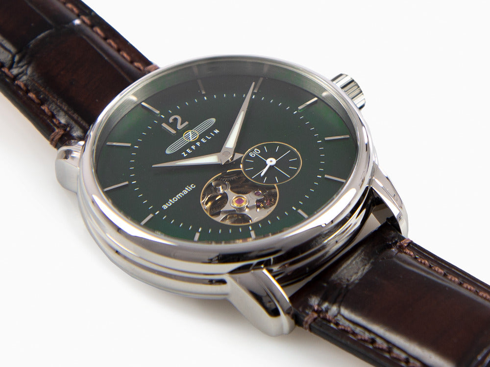 Zeppelin LZ 120 Bodensee Automatic Watch, Green, 40cm, Leather strap, 8166-4