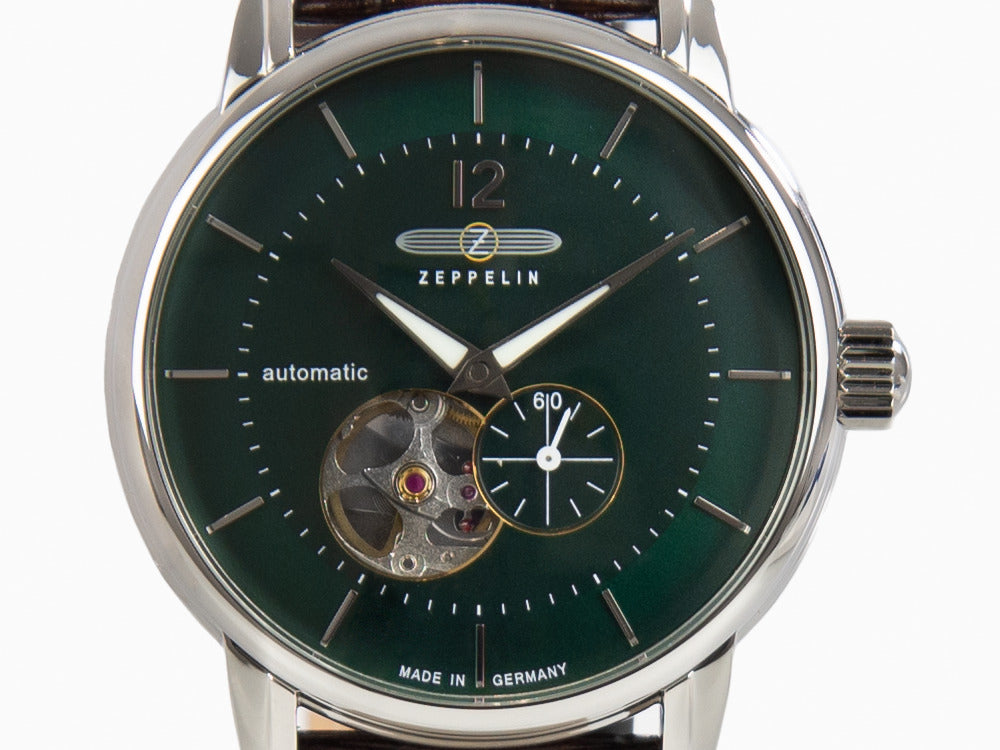 Zeppelin LZ 120 Bodensee Automatic Watch, Green, 40cm, Leather strap, 8166-4