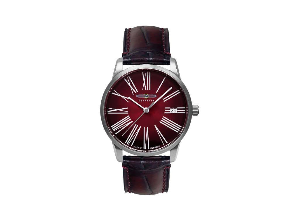 Zeppelin Flatline Lady Quartz Watch, Burgundy, 36 mm, 8345-5