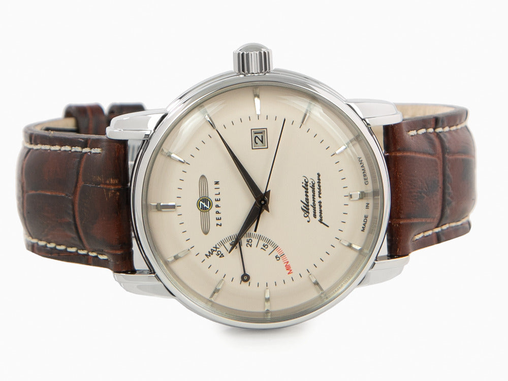 Zeppelin Atlantic Automatic Watch, Beige, 42 mm, Day, Leather strap, 8462-5