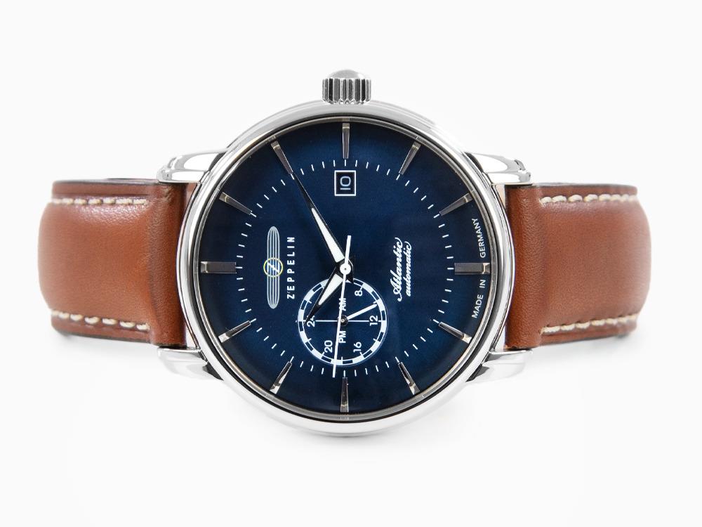 Zeppelin Atlantic Automatic Watch, Blue, 41 mm, Day, Leather strap, 8470-3