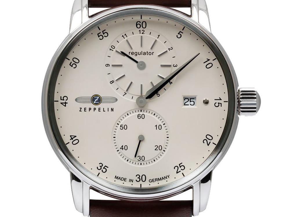 Zeppelin Captain Line Automatic Watch, White, 43 mm, Day, Leather strap, 8622-5