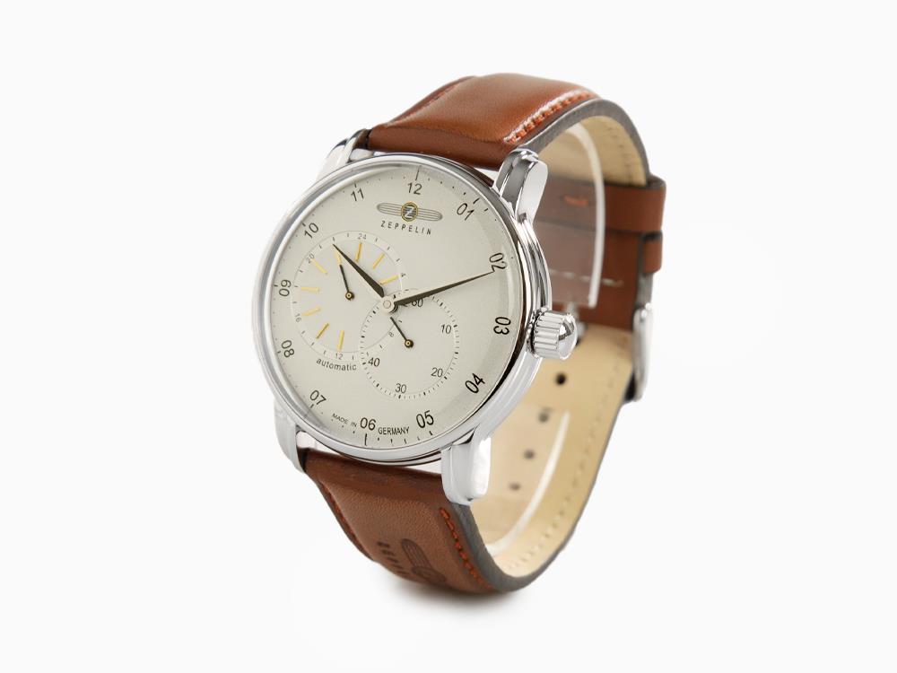 Zeppelin Captain Line Automatic Watch, Beige, 43 mm, Leather strap, 8662-1