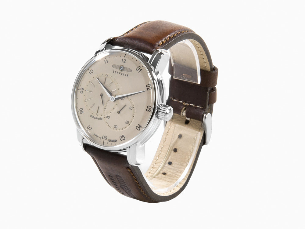 Zeppelin Captain Line Automatic Watch, Beige, 43 mm, Leather strap, 8662-5