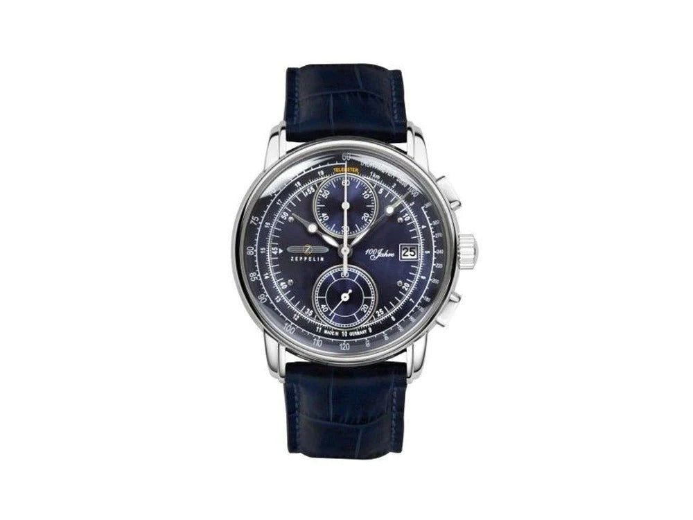 Zeppelin 100 Years Zeppelin Ed. 1 Quartz Watch, Blue, 42 mm, Day, 8670-3