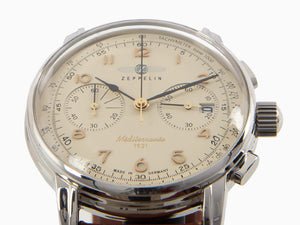 Zeppelin Méditerranée Chrono Quartz Watch, Beige, 40 mm, Day, 9670-5