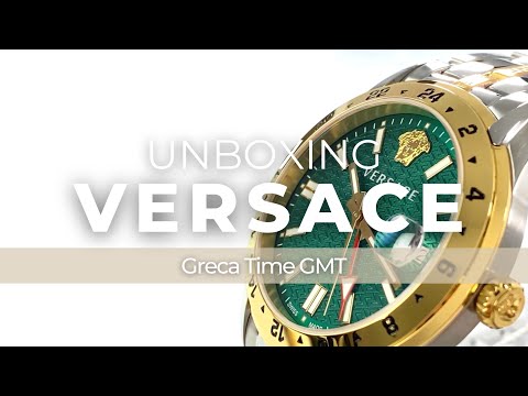 Versace Greca Time GMT Quartz Watch, Gold, Green, 41mm, Sapphire, VE7C00623